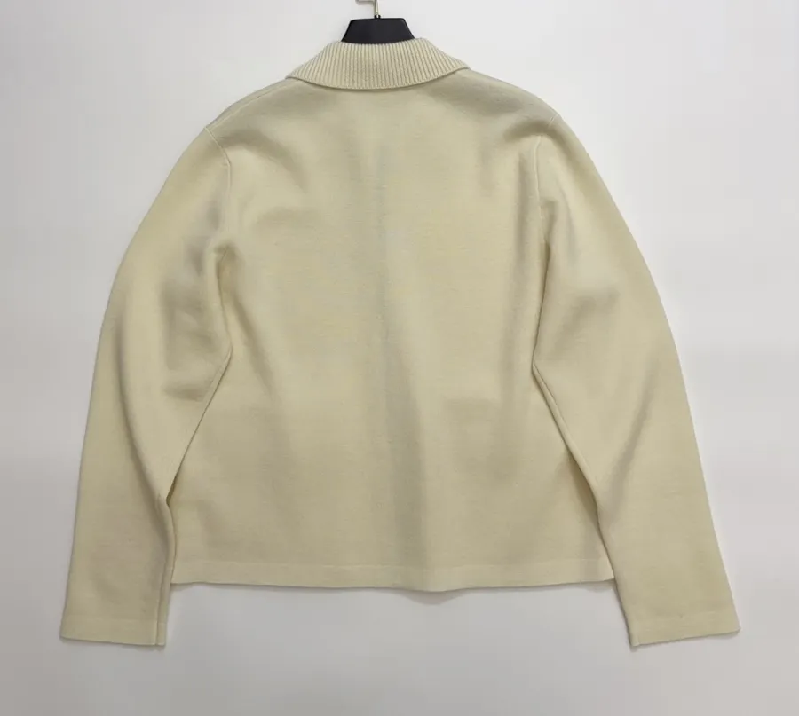Turn-down Collar Zip-up Knitted Cardigan Coat in Ivory, product view 14