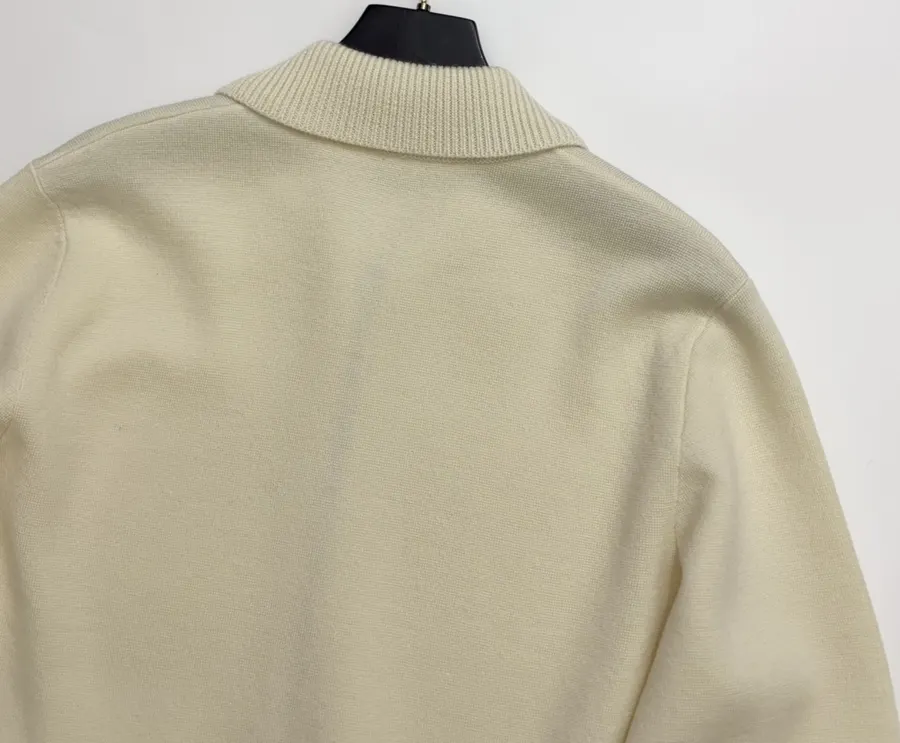 Turn-down Collar Zip-up Knitted Cardigan Coat in Ivory, product view 15