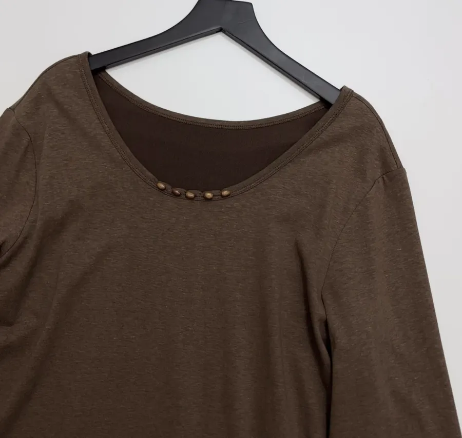 Fake Two-piece Dress in Dark Brown, product view 02