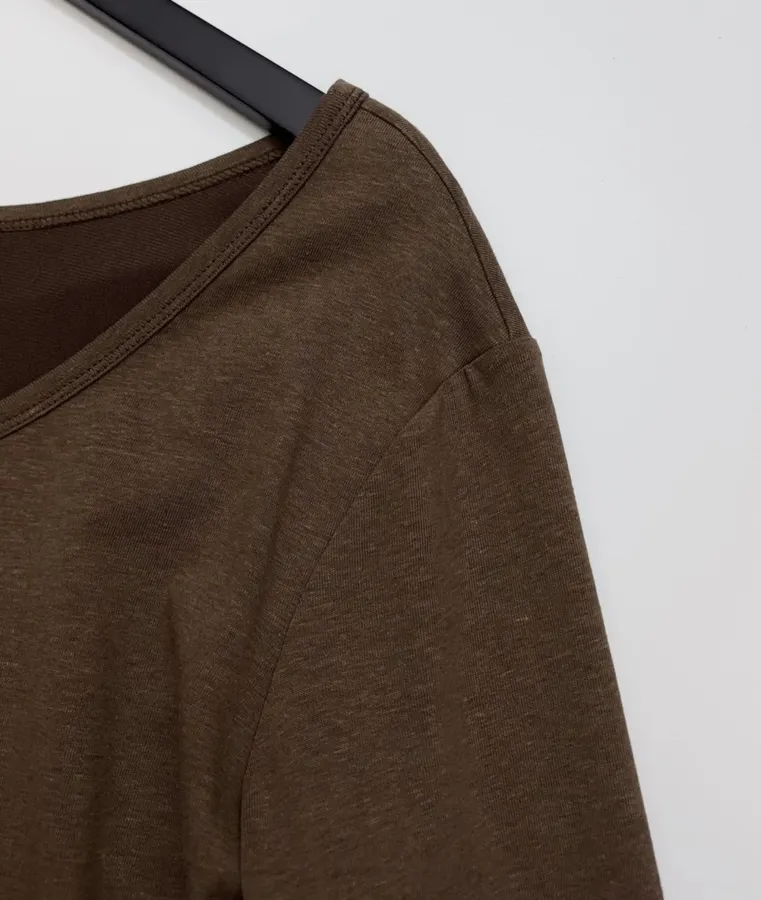 Fake Two-piece Dress in Dark Brown, product view 03