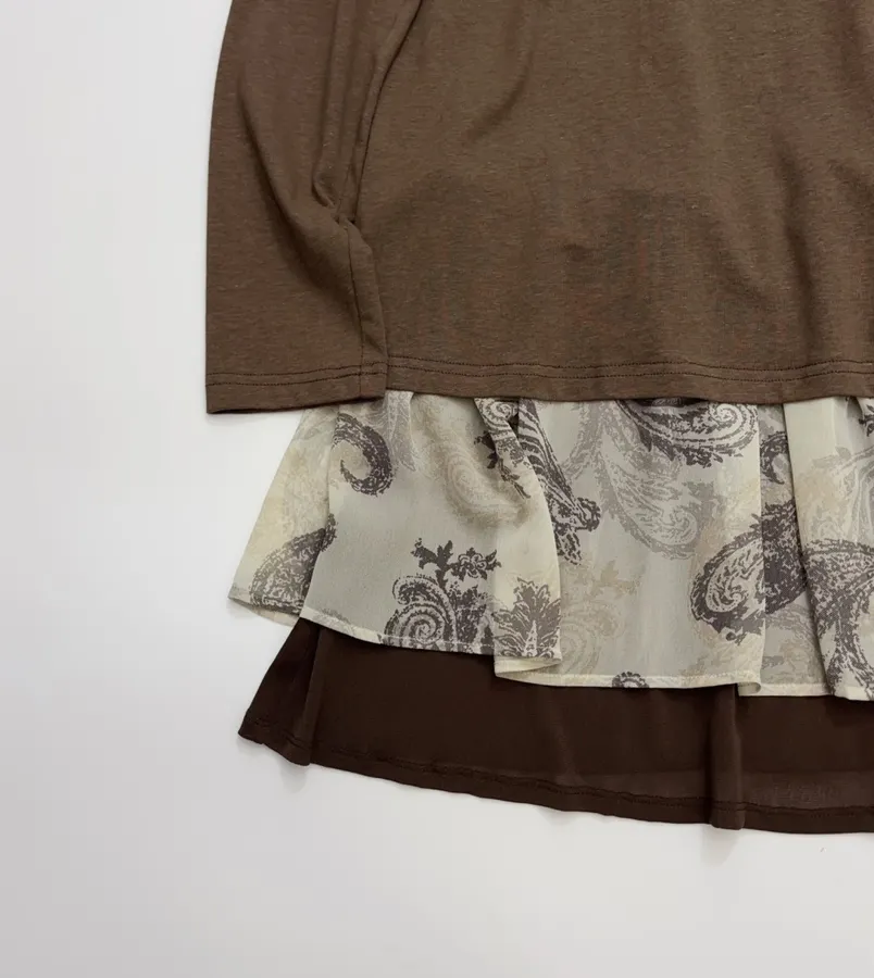 Fake Two-piece Dress in Dark Brown, product view 10