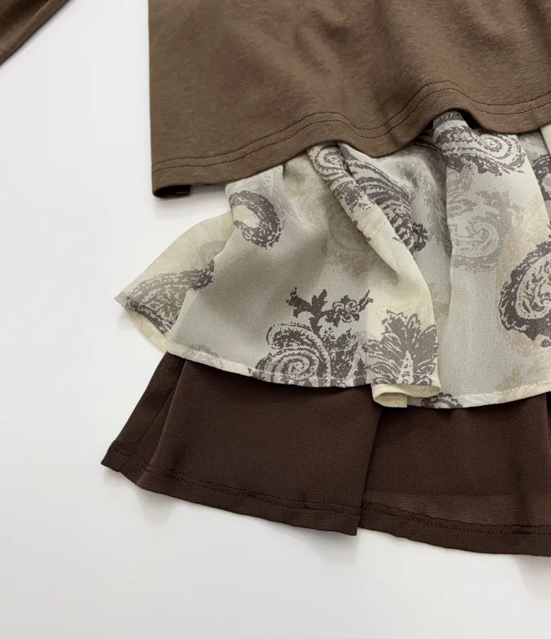 Fake Two-piece Dress in Dark Brown, product view 11