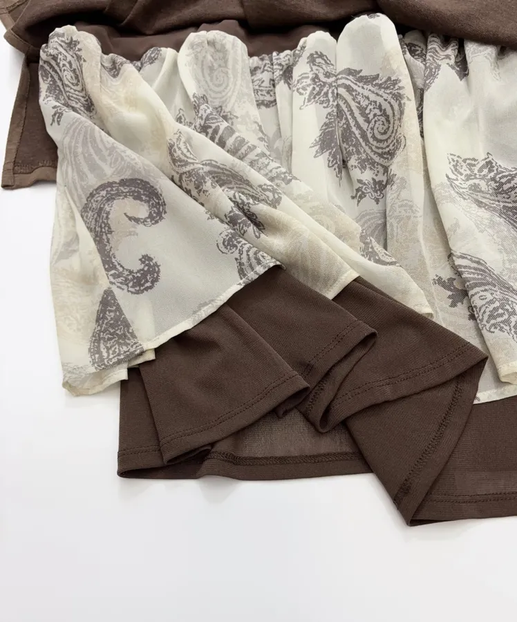 Fake Two-piece Dress in Dark Brown, product view 14
