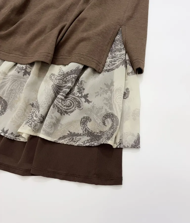Fake Two-piece Dress in Dark Brown, product view 16