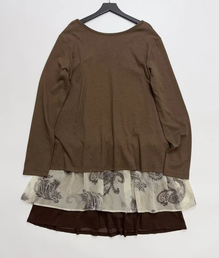 Fake Two-piece Dress in Dark Brown, product view 17