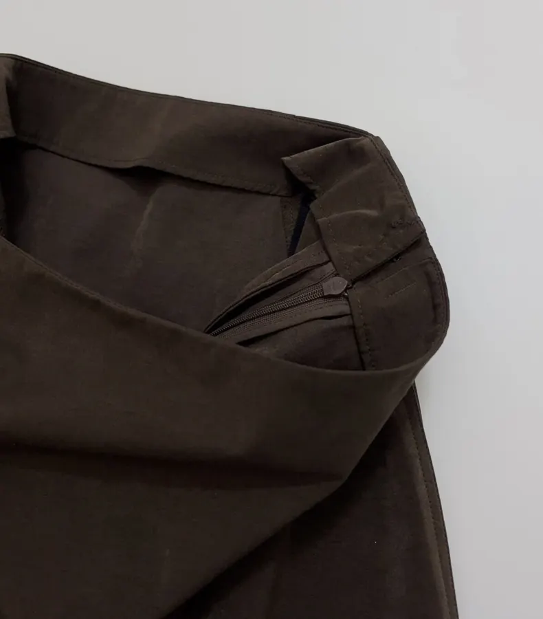 Dark Brown Matte Pleated A-Line Midi Skirt in Dark Brown, product view 06