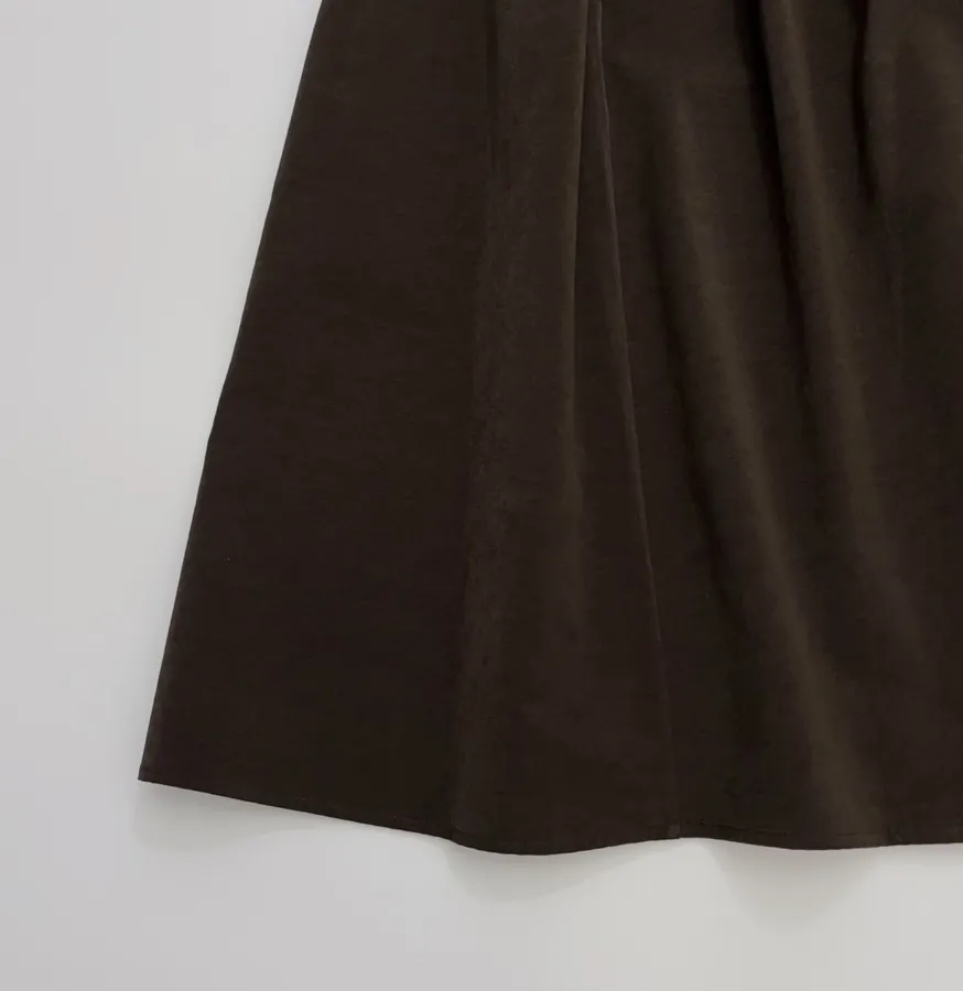 Dark Brown Matte Pleated A-Line Midi Skirt in Dark Brown, product view 09