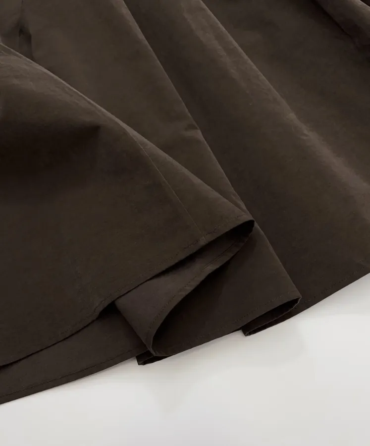 Dark Brown Matte Pleated A-Line Midi Skirt in Dark Brown, product view 11