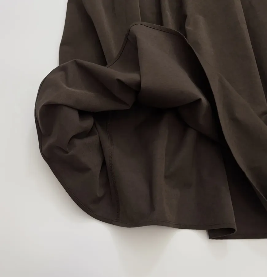 Dark Brown Matte Pleated A-Line Midi Skirt in Dark Brown, product view 12