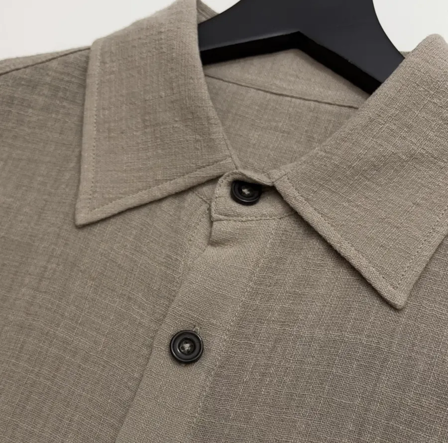 Taupe Embroidered Collared Jacket in Taupe, product view 04