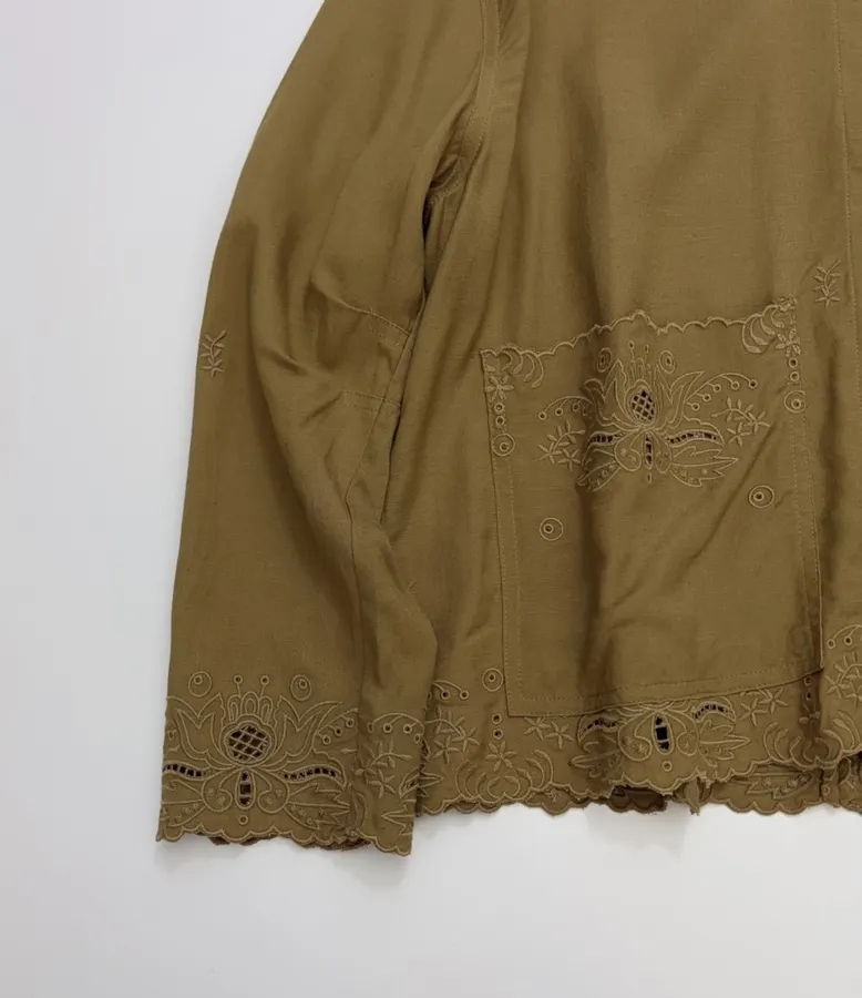 Niche Straight-Leg Embroidered Retro-Style Shirt in Brown, product view 06