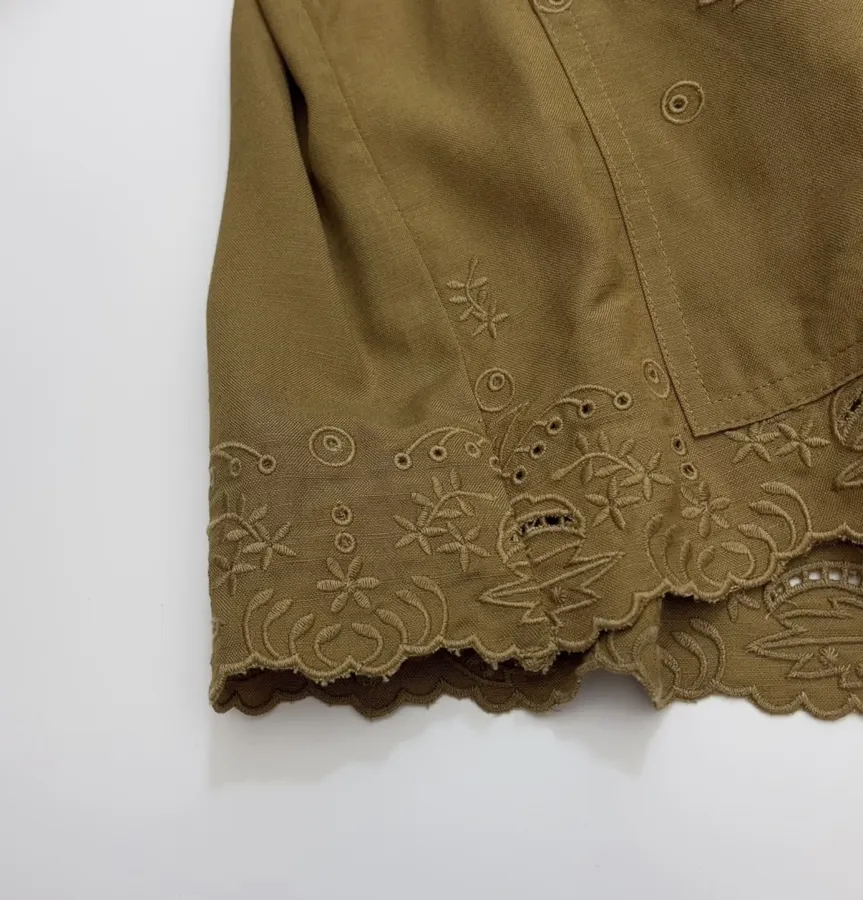 Niche Straight-Leg Embroidered Retro-Style Shirt in Brown, product view 07