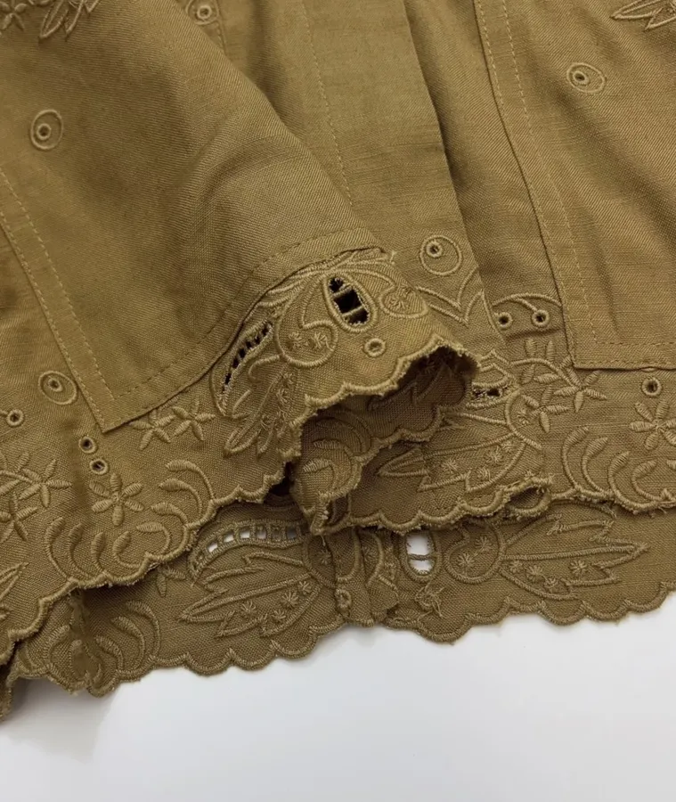 Niche Straight-Leg Embroidered Retro-Style Shirt in Brown, product view 08