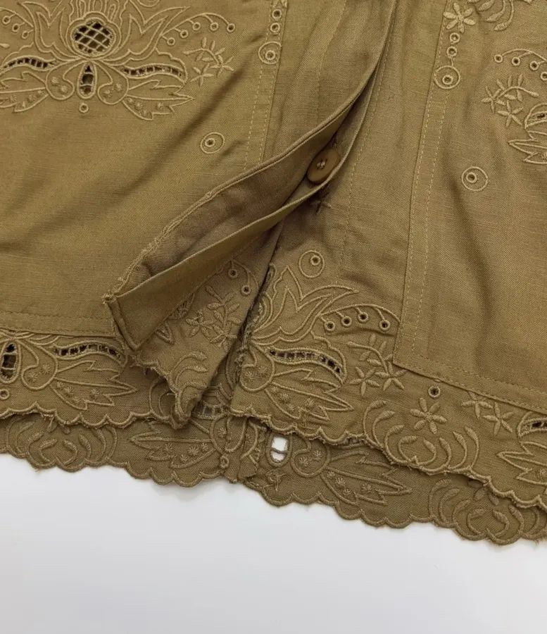 Niche Straight-Leg Embroidered Retro-Style Shirt in Brown, product view 11