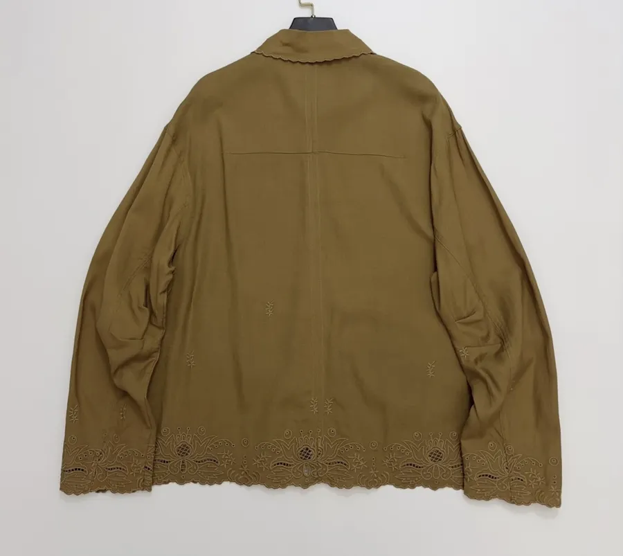 Niche Straight-Leg Embroidered Retro-Style Shirt in Brown, product view 13