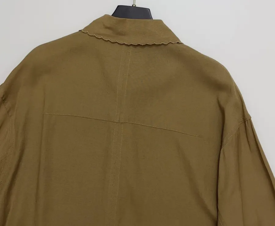 Niche Straight-Leg Embroidered Retro-Style Shirt in Brown, product view 14