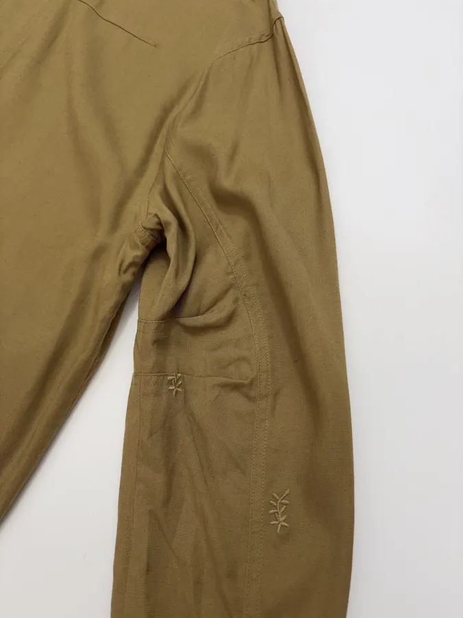 Niche Straight-Leg Embroidered Retro-Style Shirt in Brown, product view 15