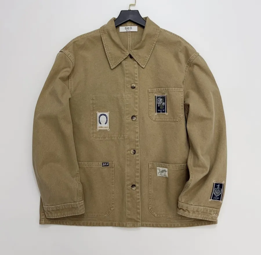 Khaki Patch-Pocket Utility Jacket in Khaki, product view 01