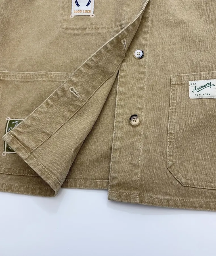 Khaki Patch-Pocket Utility Jacket in Khaki, product view 12