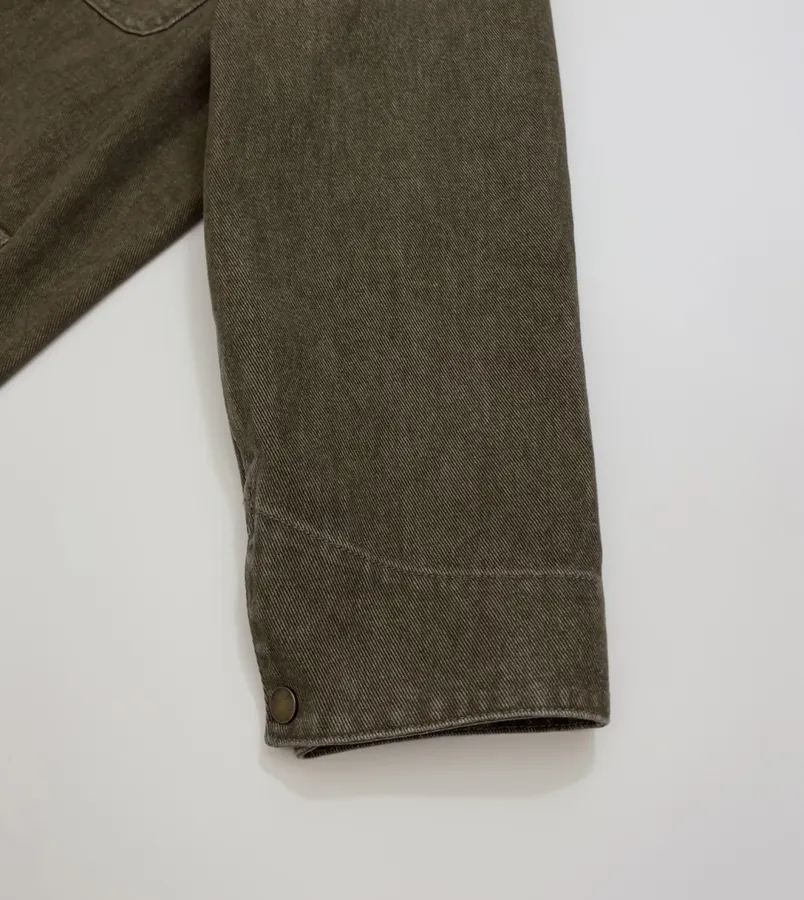 Dark Olive Corduroy-Collar Utility Jacket in Olive Green, product view 05