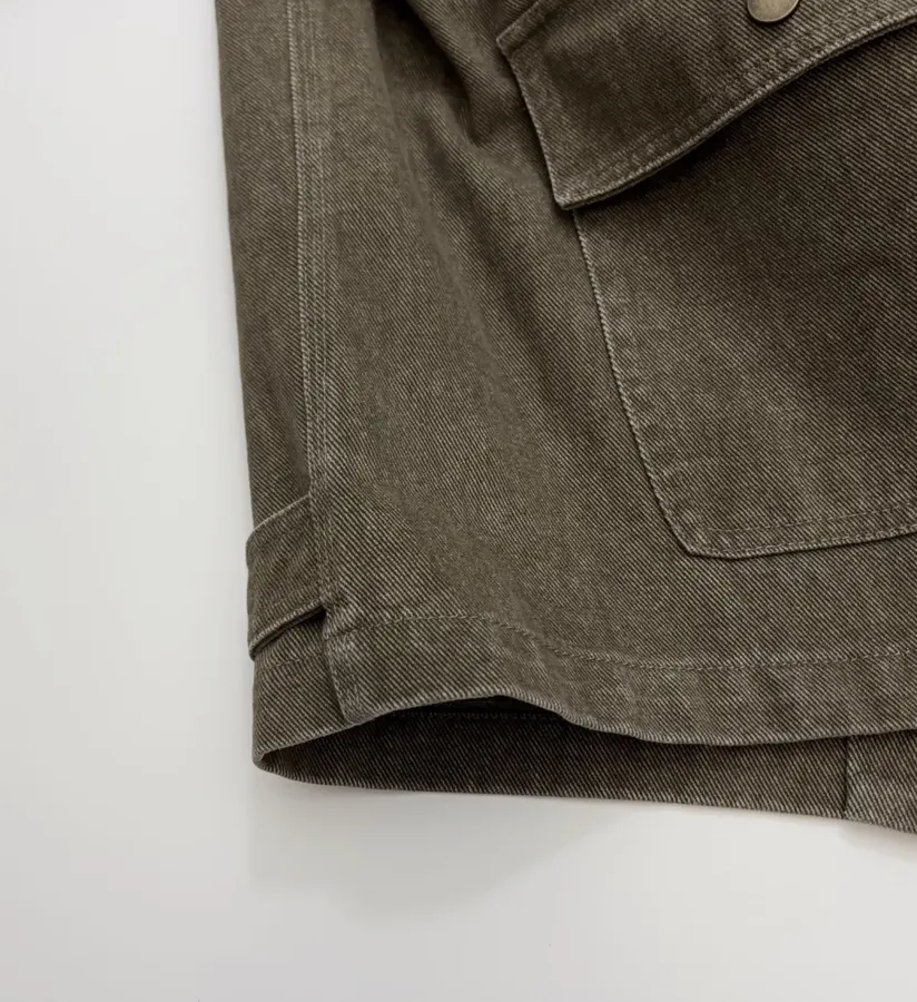 Dark Olive Corduroy-Collar Utility Jacket in Olive Green, product view 09