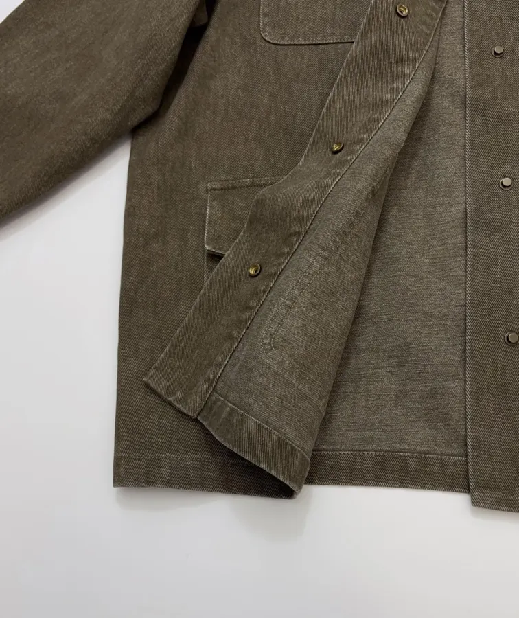 Dark Olive Corduroy-Collar Utility Jacket in Olive Green, product view 15