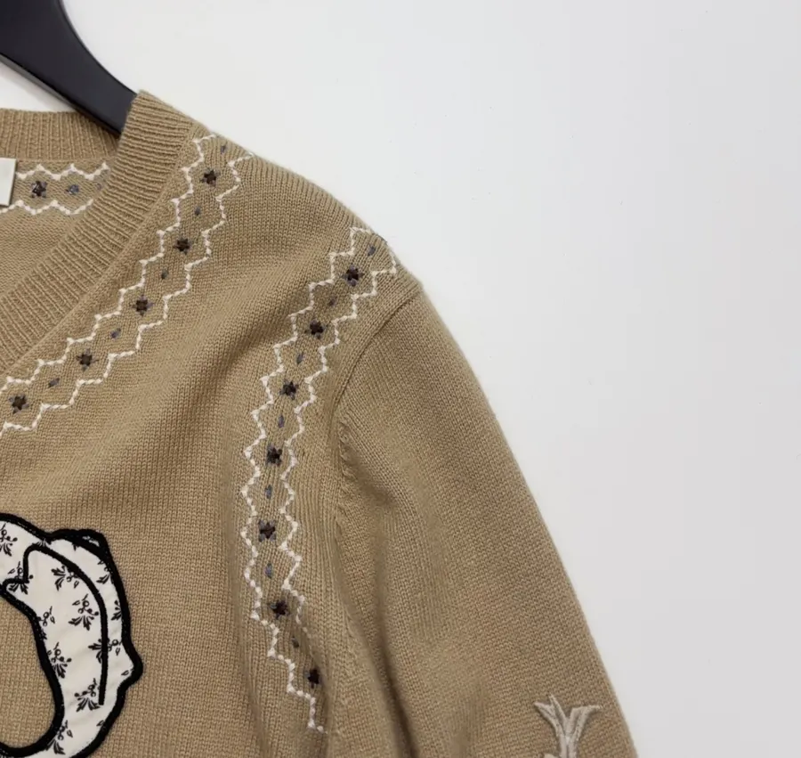 Taupe Appliqué Knit Cardigan in Taupe, product view 05