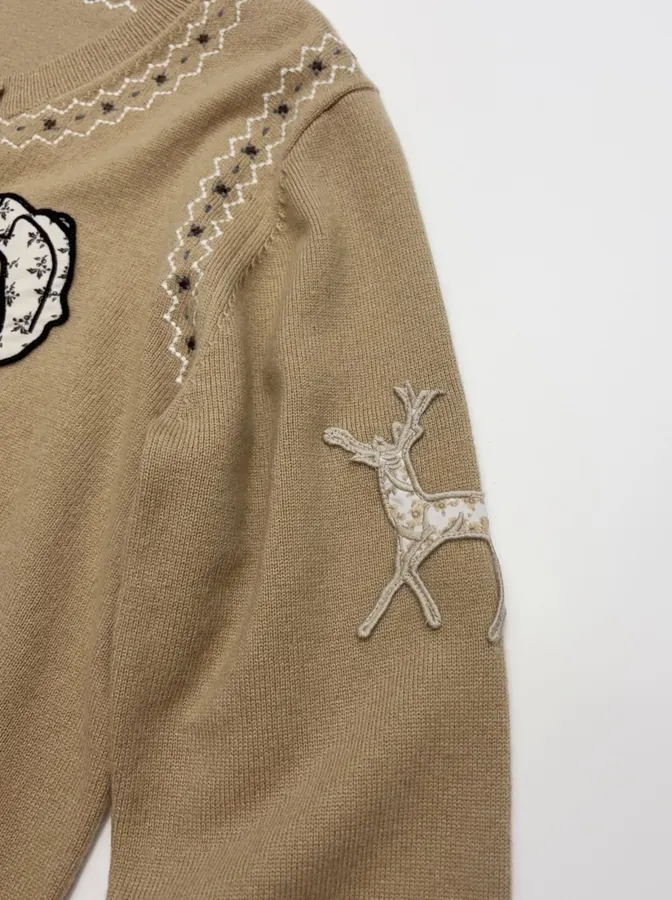 Taupe Appliqué Knit Cardigan in Taupe, product view 06