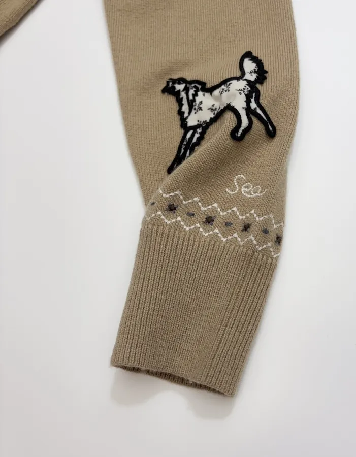 Taupe Appliqué Knit Cardigan in Taupe, product view 08
