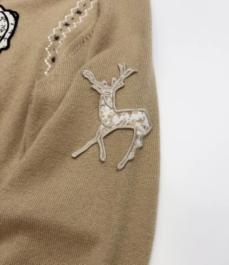 Taupe Appliqué Knit Cardigan in Taupe, product view 10