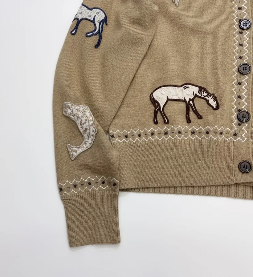 Taupe Appliqué Knit Cardigan in Taupe, product view 11