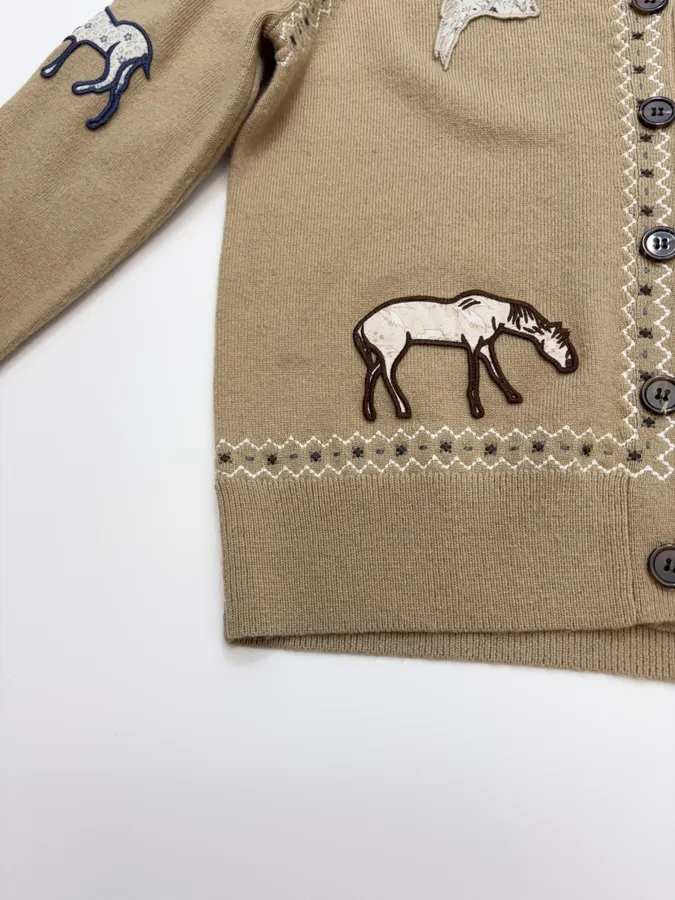 Taupe Appliqué Knit Cardigan in Taupe, product view 12