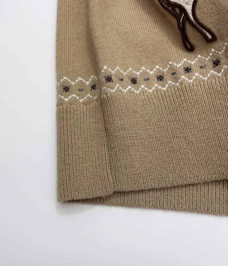 Taupe Appliqué Knit Cardigan in Taupe, product view 13