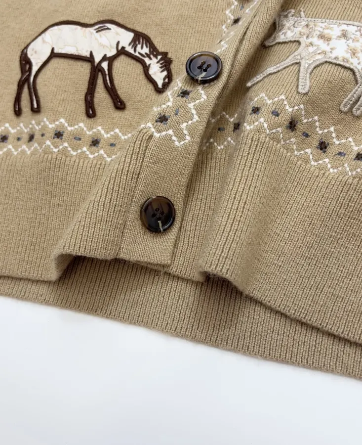 Taupe Appliqué Knit Cardigan in Taupe, product view 15