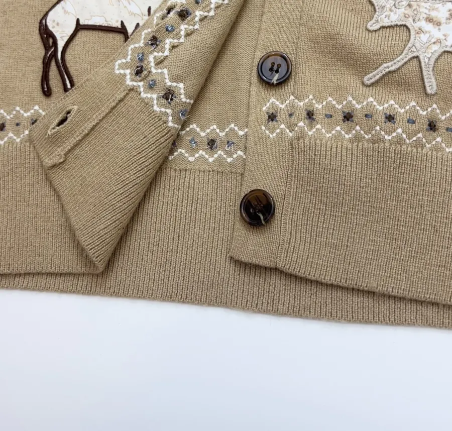 Taupe Appliqué Knit Cardigan in Taupe, product view 16