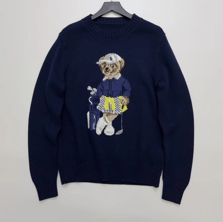 Navy Golf Club Bear Crew-Neck Sweater in Navy, product view 01