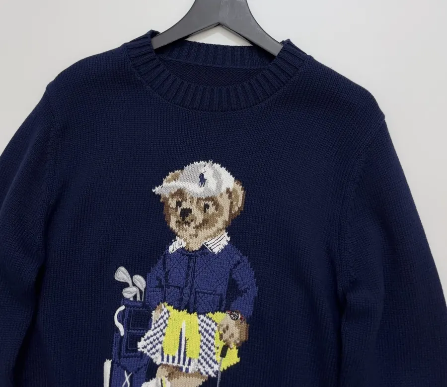 Navy Golf Club Bear Crew-Neck Sweater in Navy, product view 02