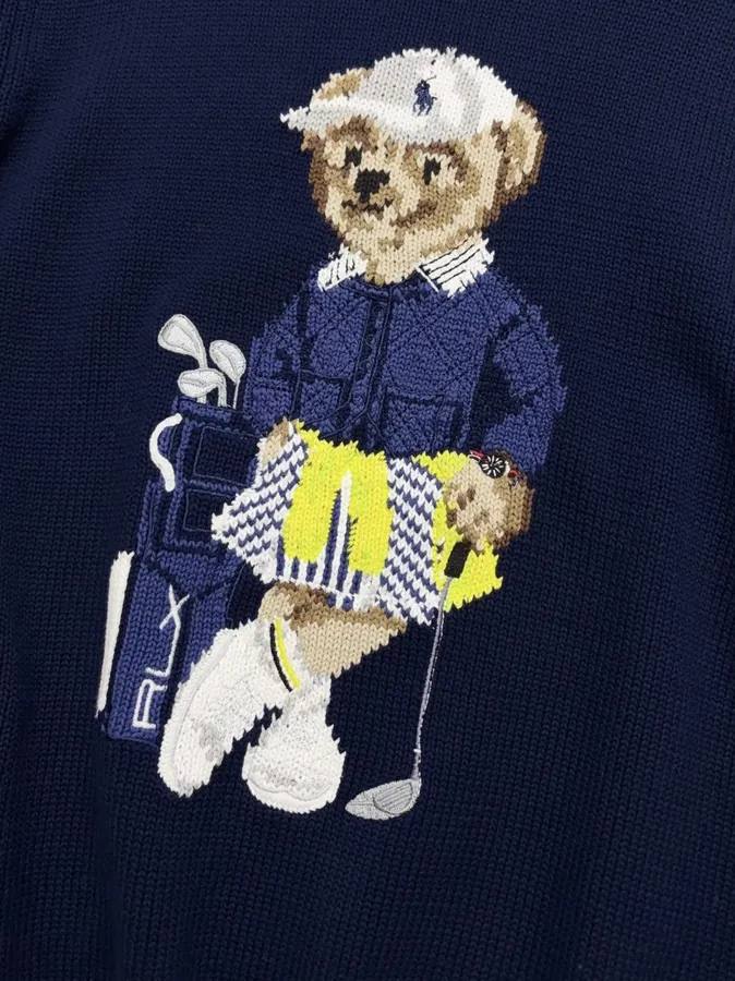Navy Golf Club Bear Crew-Neck Sweater in Navy, product view 04