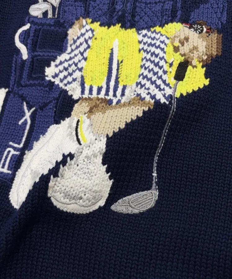 Navy Golf Club Bear Crew-Neck Sweater in Navy, product view 06