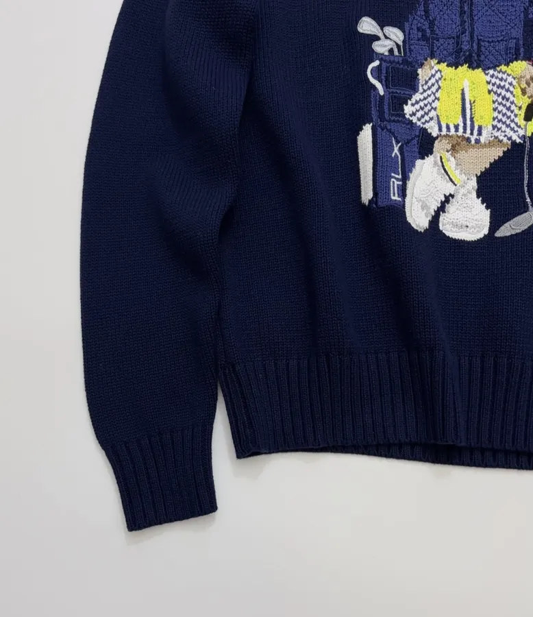Navy Golf Club Bear Crew-Neck Sweater in Navy, product view 09