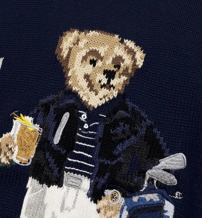 Navy Golfer Bear with Bag Crew-Neck Sweater in Navy, product view 05