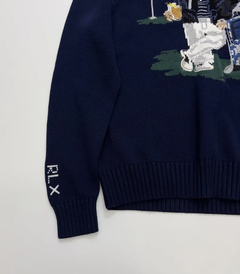 Navy Golfer Bear with Bag Crew-Neck Sweater in Navy, product view 10