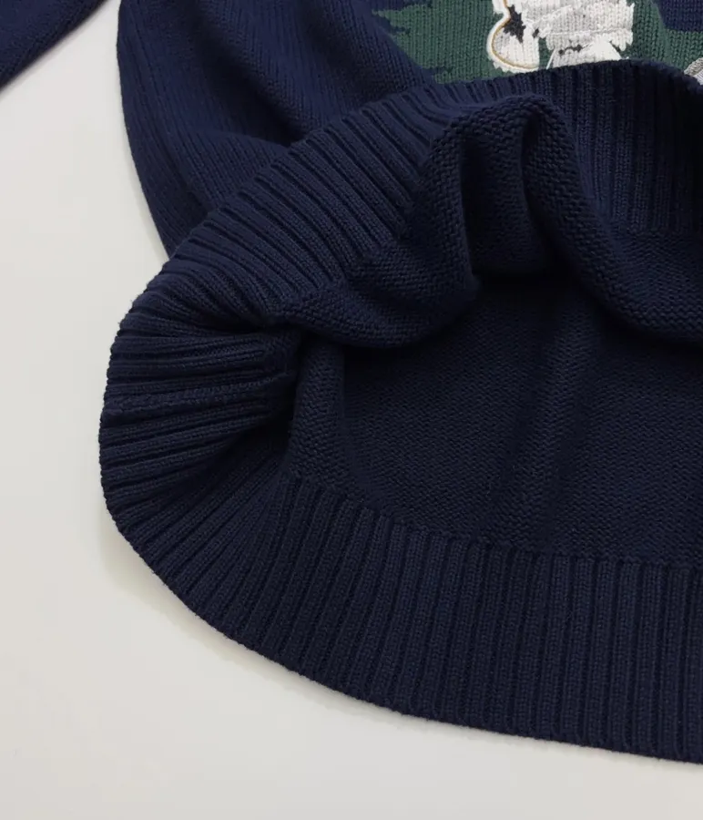 Navy Golfer Bear with Bag Crew-Neck Sweater in Navy, product view 13