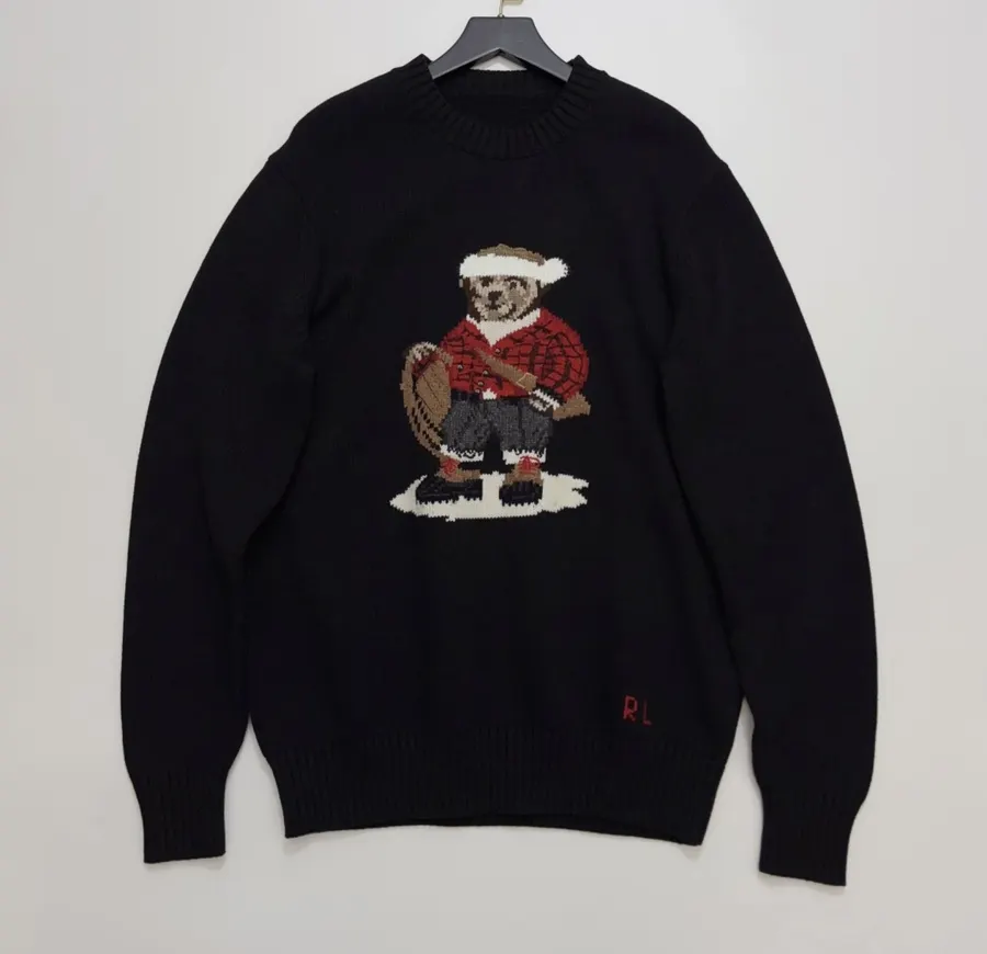 Black Red-Jacket Bear Crew-Neck Sweater in Black, product view 01