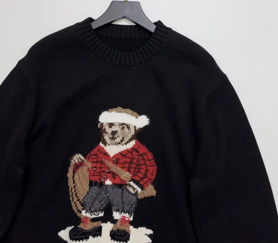 Black Red-Jacket Bear Crew-Neck Sweater in Black, product view 02
