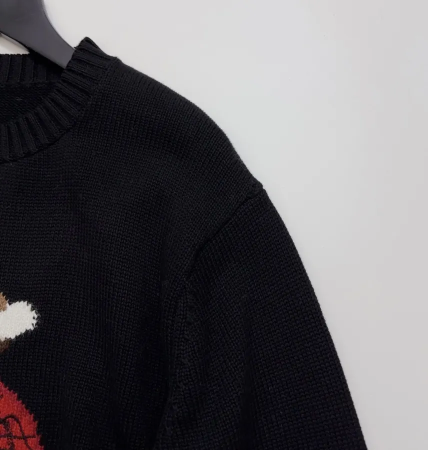 Black Red-Jacket Bear Crew-Neck Sweater in Black, product view 03