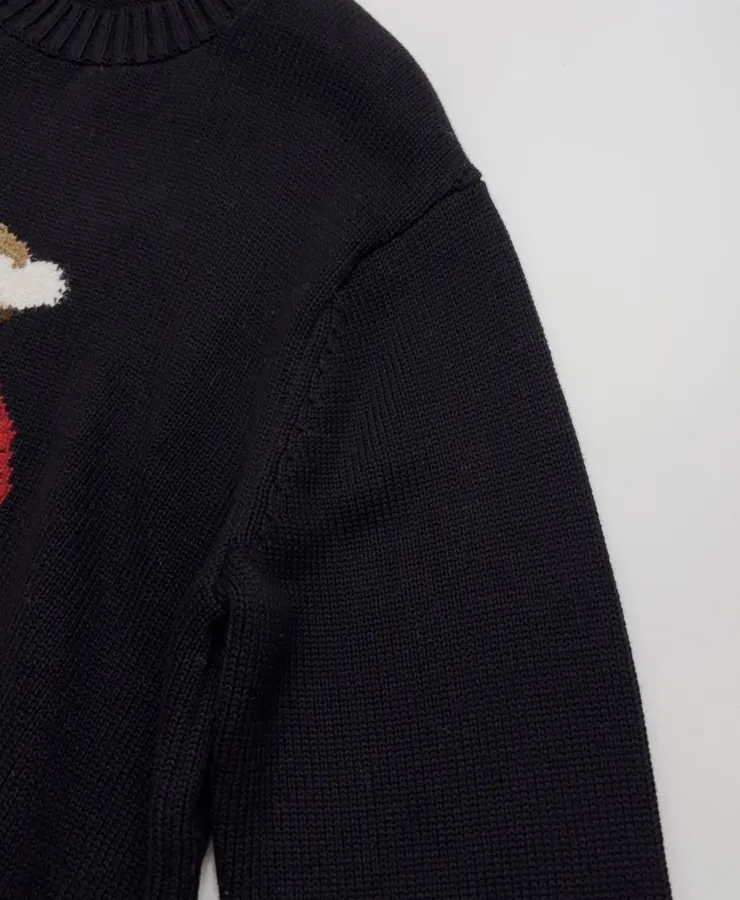 Black Red-Jacket Bear Crew-Neck Sweater in Black, product view 04