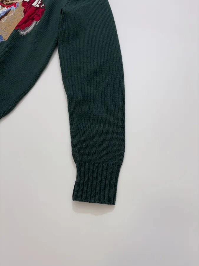 Dark Green Cowboy Bear Crew-Neck Sweater in Dark Green, product view 05