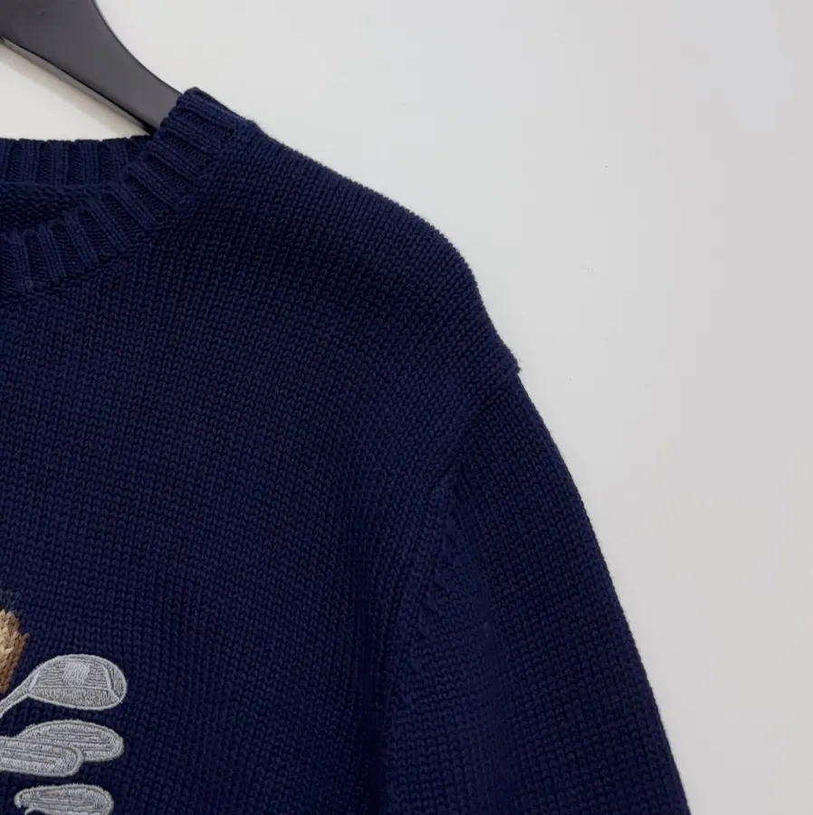 Navy Black-Jacket Golfer Bear Crew-Neck Sweater in Navy, product view 03