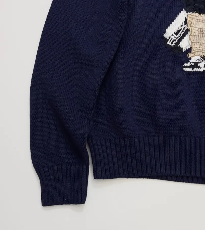 Navy Black-Jacket Golfer Bear Crew-Neck Sweater in Navy, product view 10